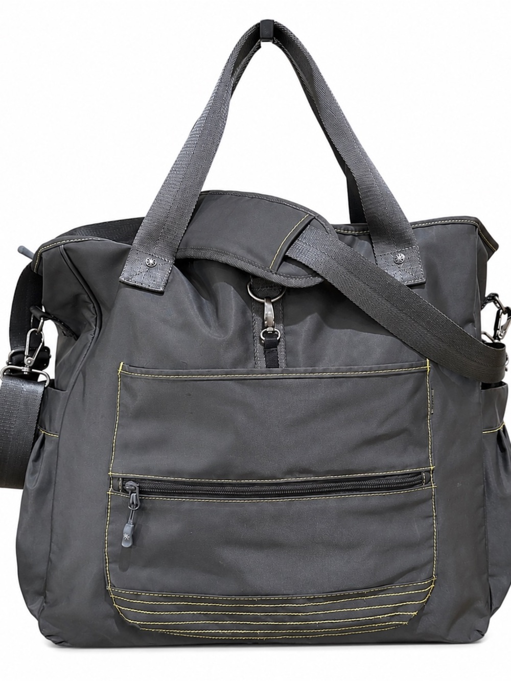 Athleta Gray Shoulder Bag Large Zip Top Travel Gym Yoga Carry All Bag Tote - Picture 2 of 11